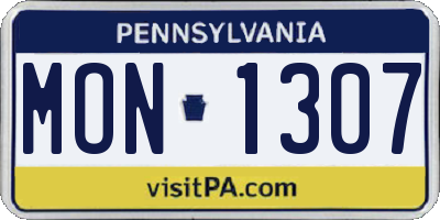 PA license plate MON1307
