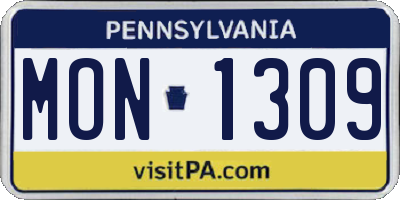 PA license plate MON1309