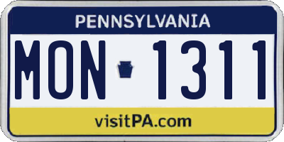 PA license plate MON1311