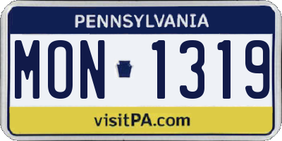 PA license plate MON1319