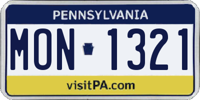 PA license plate MON1321