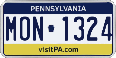 PA license plate MON1324