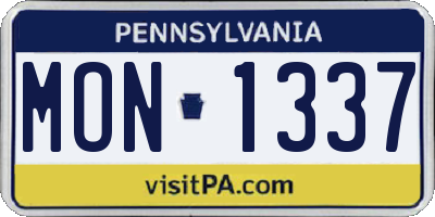 PA license plate MON1337