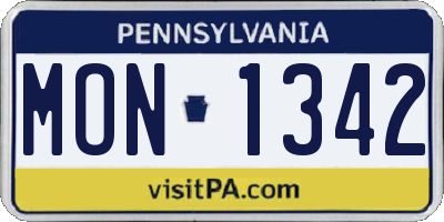 PA license plate MON1342