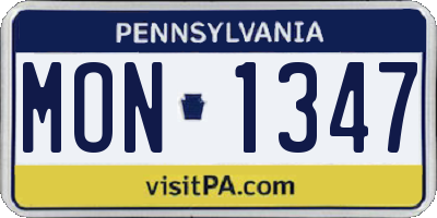 PA license plate MON1347