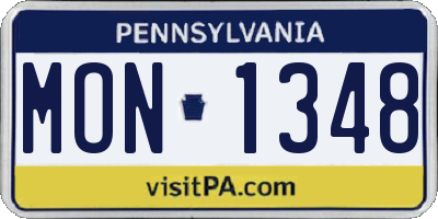 PA license plate MON1348