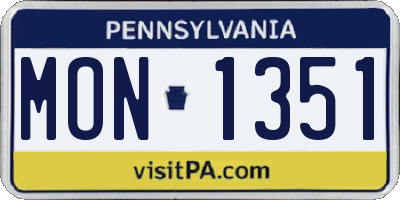 PA license plate MON1351