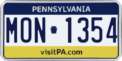 PA license plate MON1354