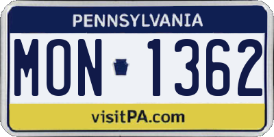 PA license plate MON1362