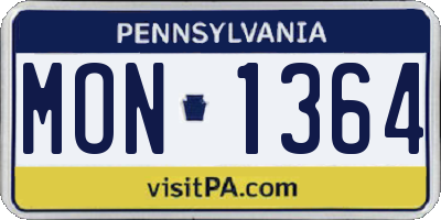 PA license plate MON1364