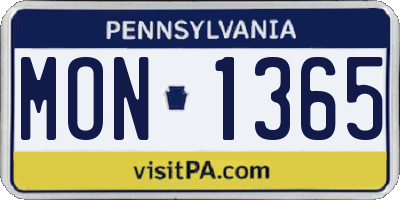 PA license plate MON1365