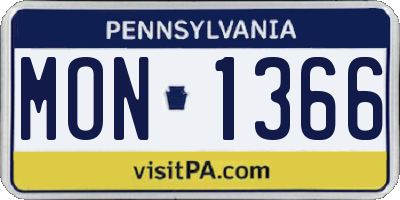 PA license plate MON1366