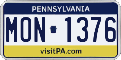 PA license plate MON1376