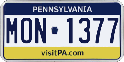 PA license plate MON1377