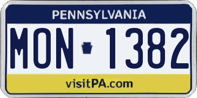 PA license plate MON1382