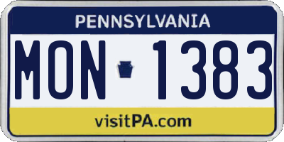 PA license plate MON1383