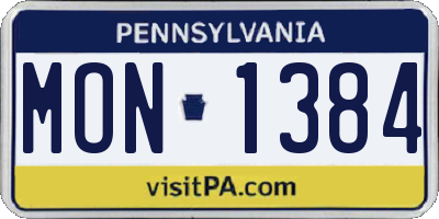 PA license plate MON1384