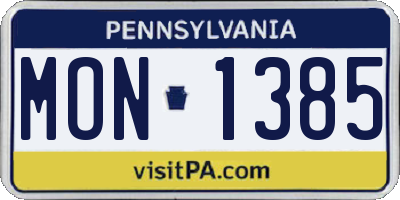 PA license plate MON1385