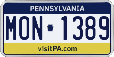 PA license plate MON1389