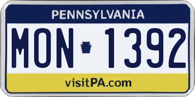 PA license plate MON1392