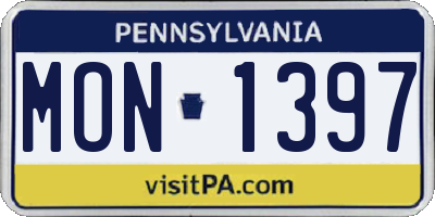 PA license plate MON1397