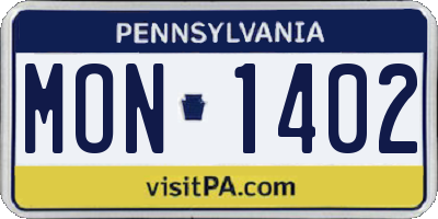 PA license plate MON1402