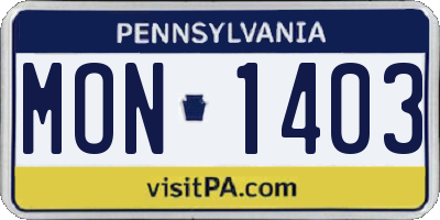 PA license plate MON1403