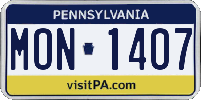 PA license plate MON1407