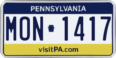 PA license plate MON1417