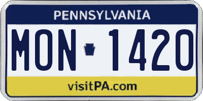 PA license plate MON1420