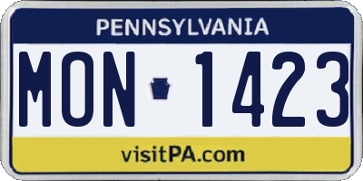 PA license plate MON1423
