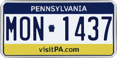 PA license plate MON1437