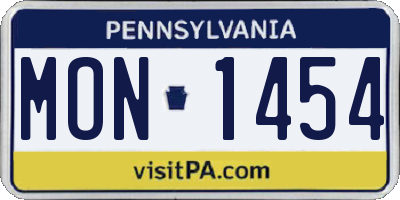PA license plate MON1454