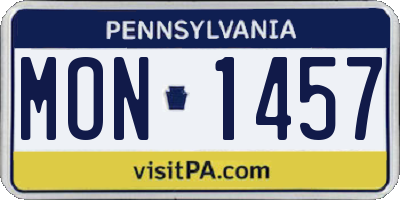 PA license plate MON1457