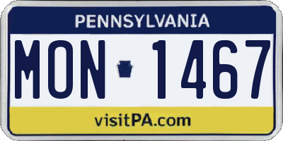 PA license plate MON1467