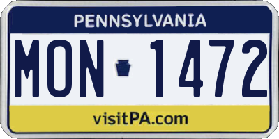 PA license plate MON1472