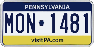 PA license plate MON1481