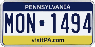 PA license plate MON1494