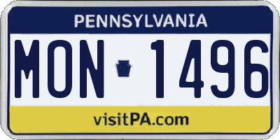 PA license plate MON1496