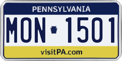 PA license plate MON1501
