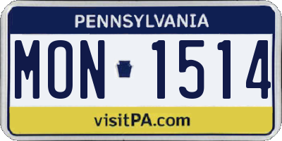 PA license plate MON1514