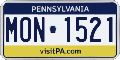PA license plate MON1521