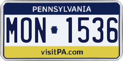 PA license plate MON1536