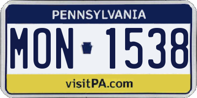 PA license plate MON1538