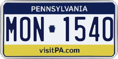 PA license plate MON1540