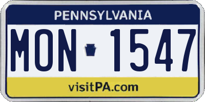 PA license plate MON1547