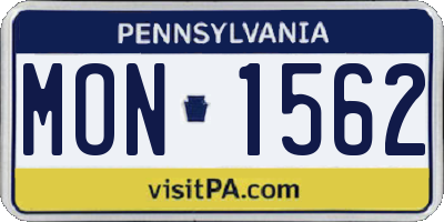 PA license plate MON1562