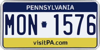 PA license plate MON1576