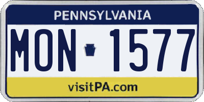 PA license plate MON1577