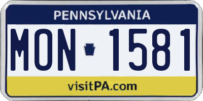 PA license plate MON1581